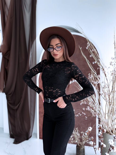 "SERENITY" mežģīņu tops HS10035 - MELNS